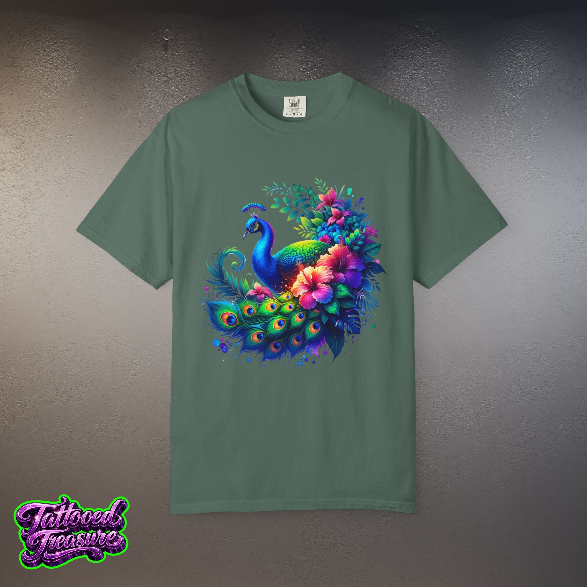 Peacock Floral T-Shirt — Vibrant Watercolor Peacock Tee