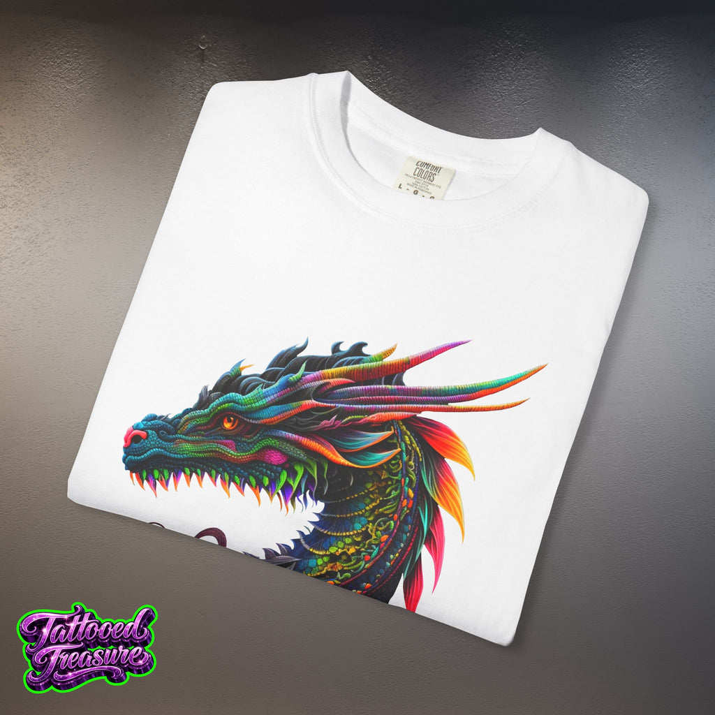 Dragon Tattoo T-Shirt — Colorful Neon Dragon Art Tee