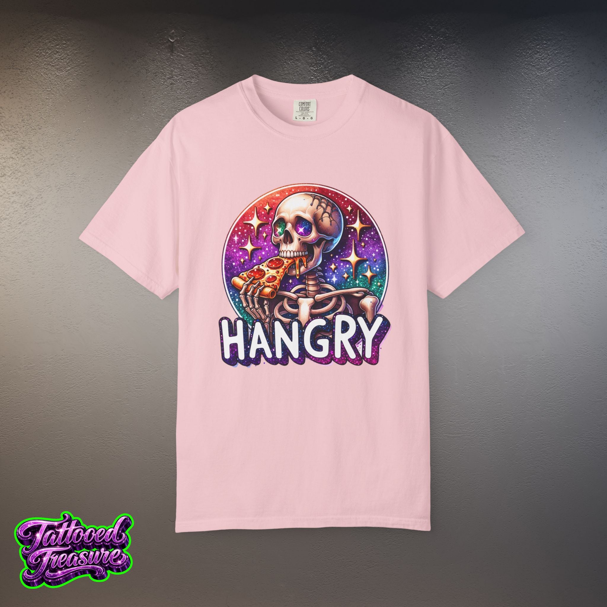 Hangry Skeleton Pizza T-Shirt — Cute Spooky Graphic Tee