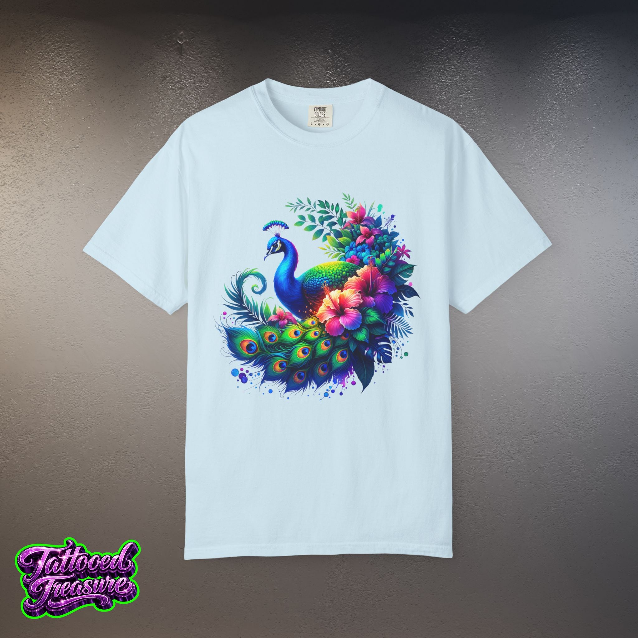 Peacock Floral T-Shirt — Vibrant Watercolor Peacock Tee