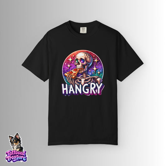Hangry Skeleton Pizza T-Shirt — Cute Spooky Graphic Tee