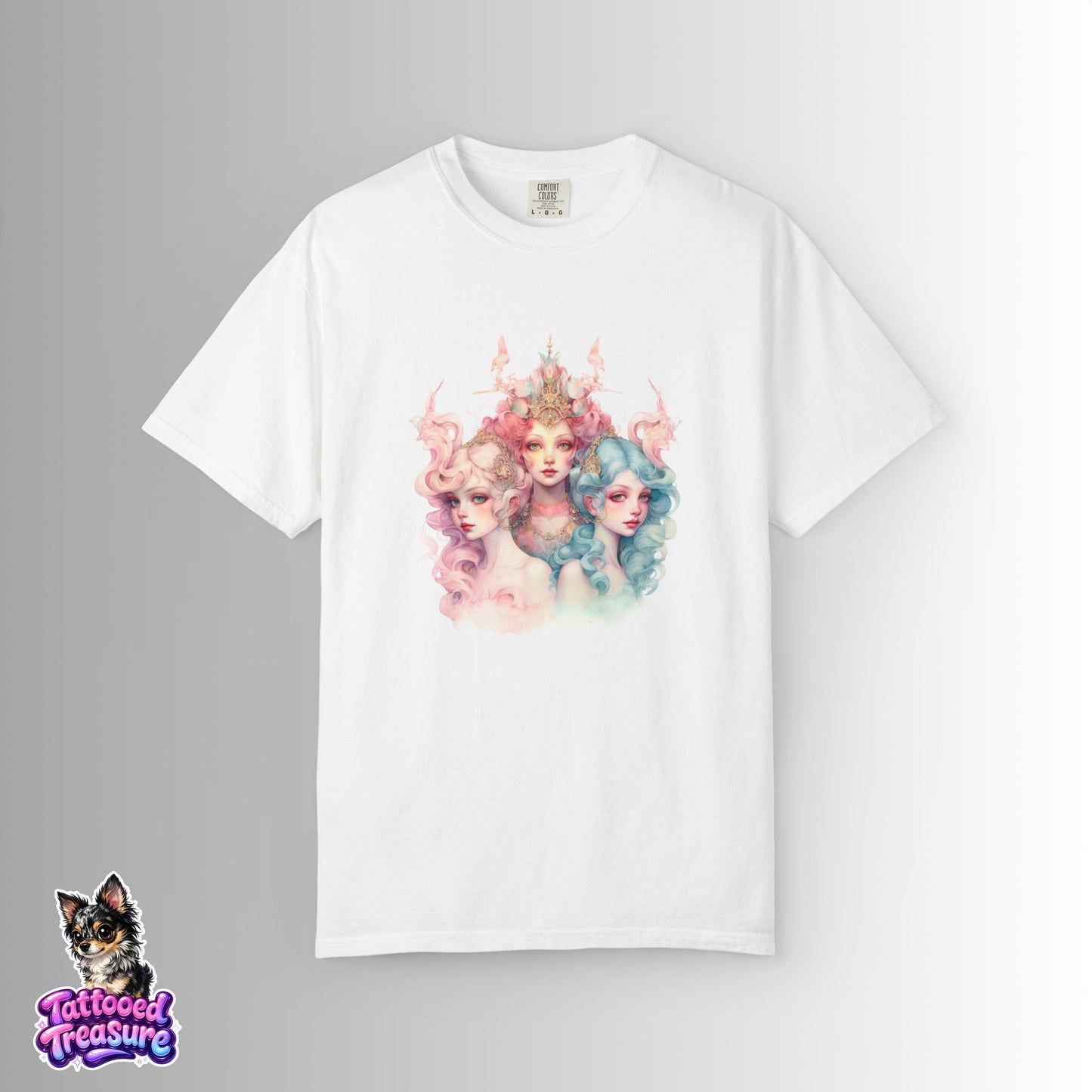 Pastel Sirens Art T-Shirt — Watercolor Triple Muse Design