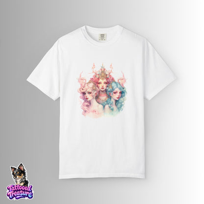 Pastel Sirens Art T-Shirt — Watercolor Triple Muse Design