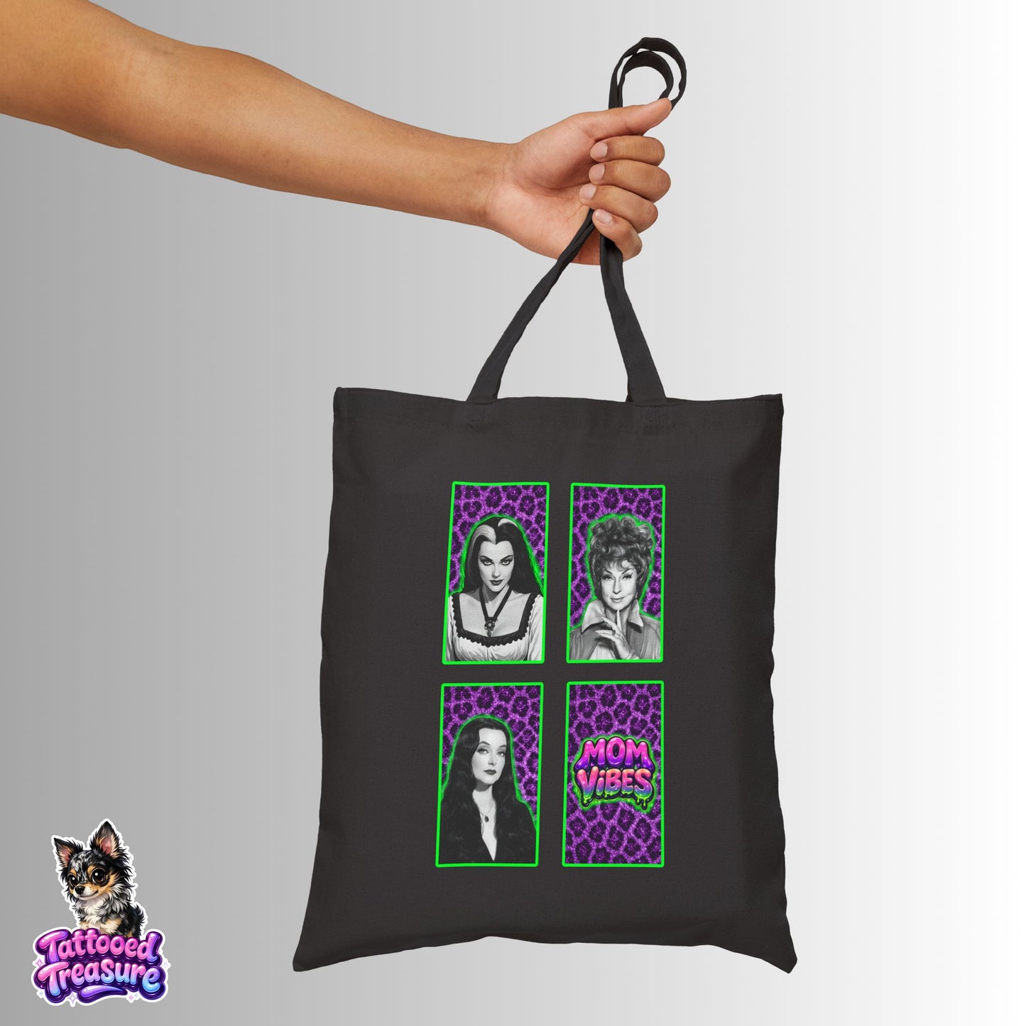 Canvas Tote Bag — Retro Goth Portraits "Mom Vibes" Art Print