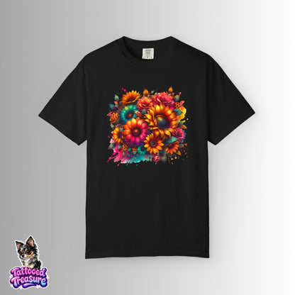 Sunflower Burst T-Shirt — Vibrant Floral Bouquet Graphic