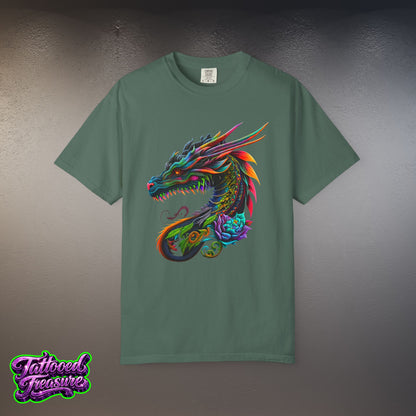Dragon Tattoo T-Shirt — Colorful Neon Dragon Art Tee