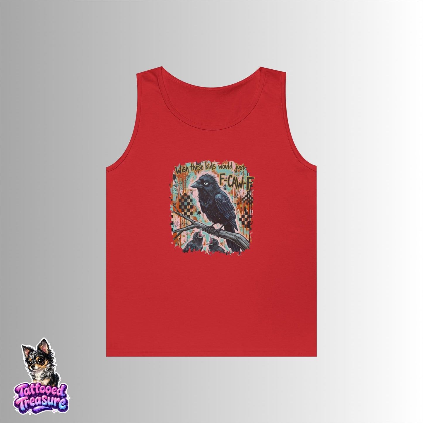 Raven Graphic FCAWF Tank Top – Vintage Crow Art "Face" Design