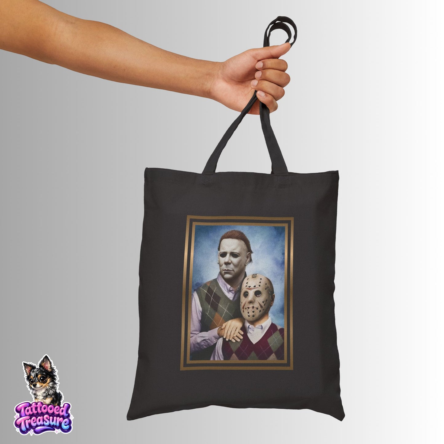 Vintage Step Brothers Portrait Tote Bag — Michael Myers & Jason Canvas Tote