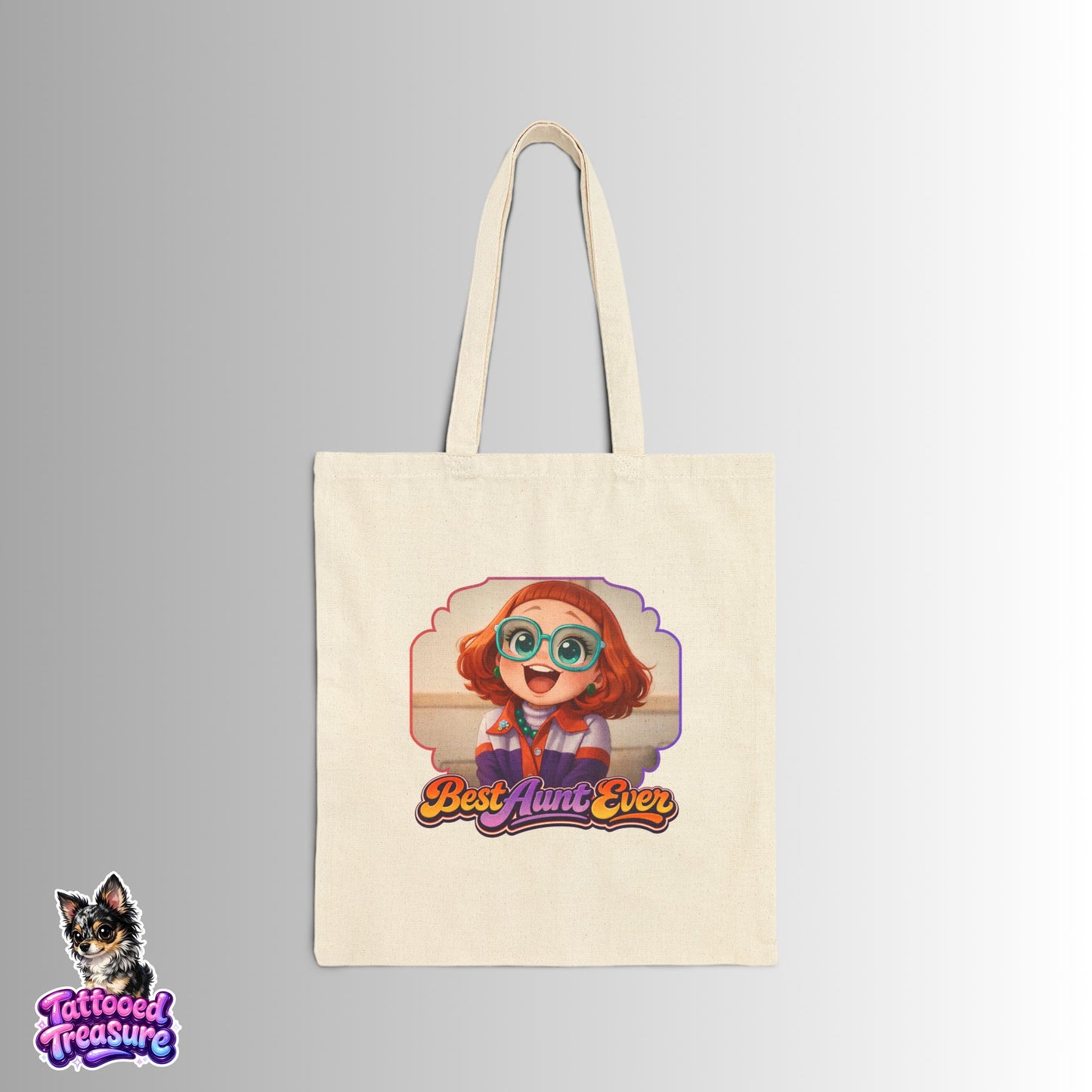Best Aunt Ever Tote Bag — Weapons Cartoon Aunt Cotton Canvas Tote