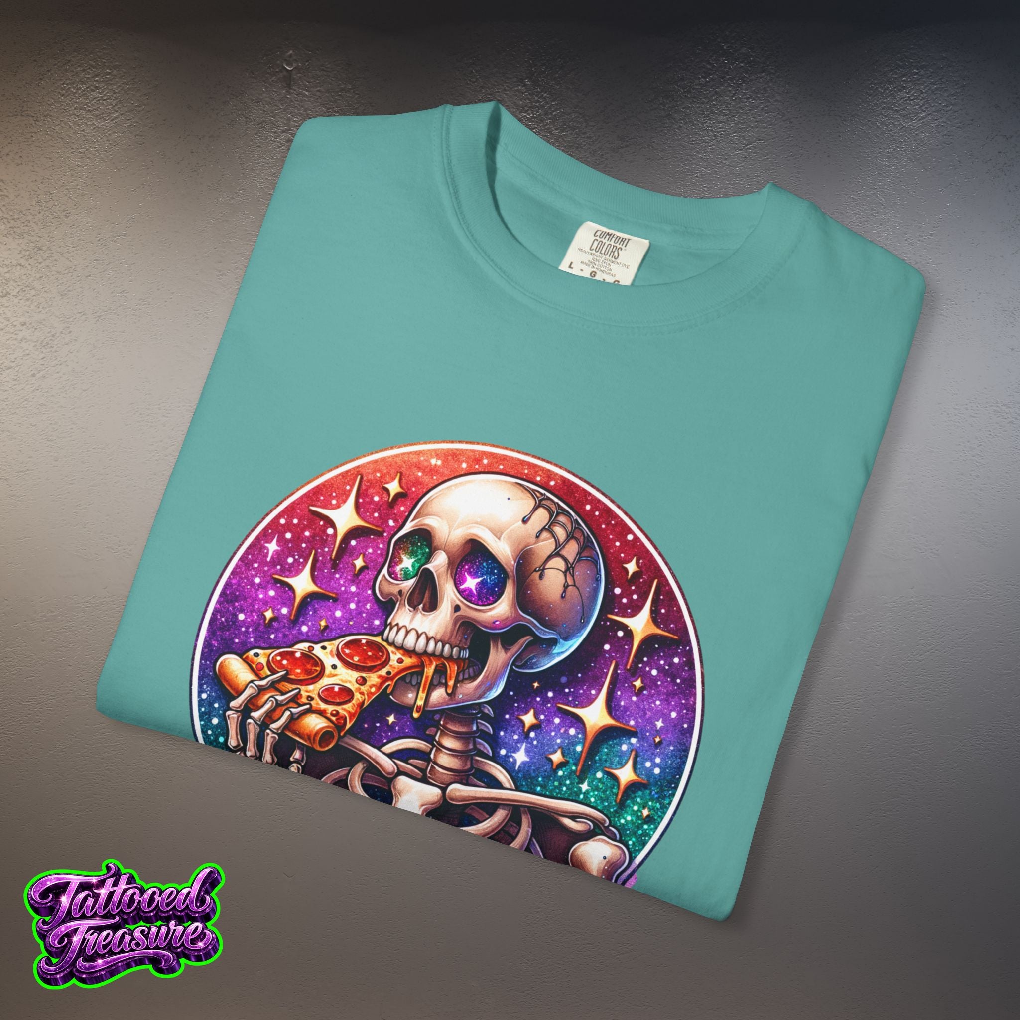Hangry Skeleton Pizza T-Shirt — Cute Spooky Graphic Tee