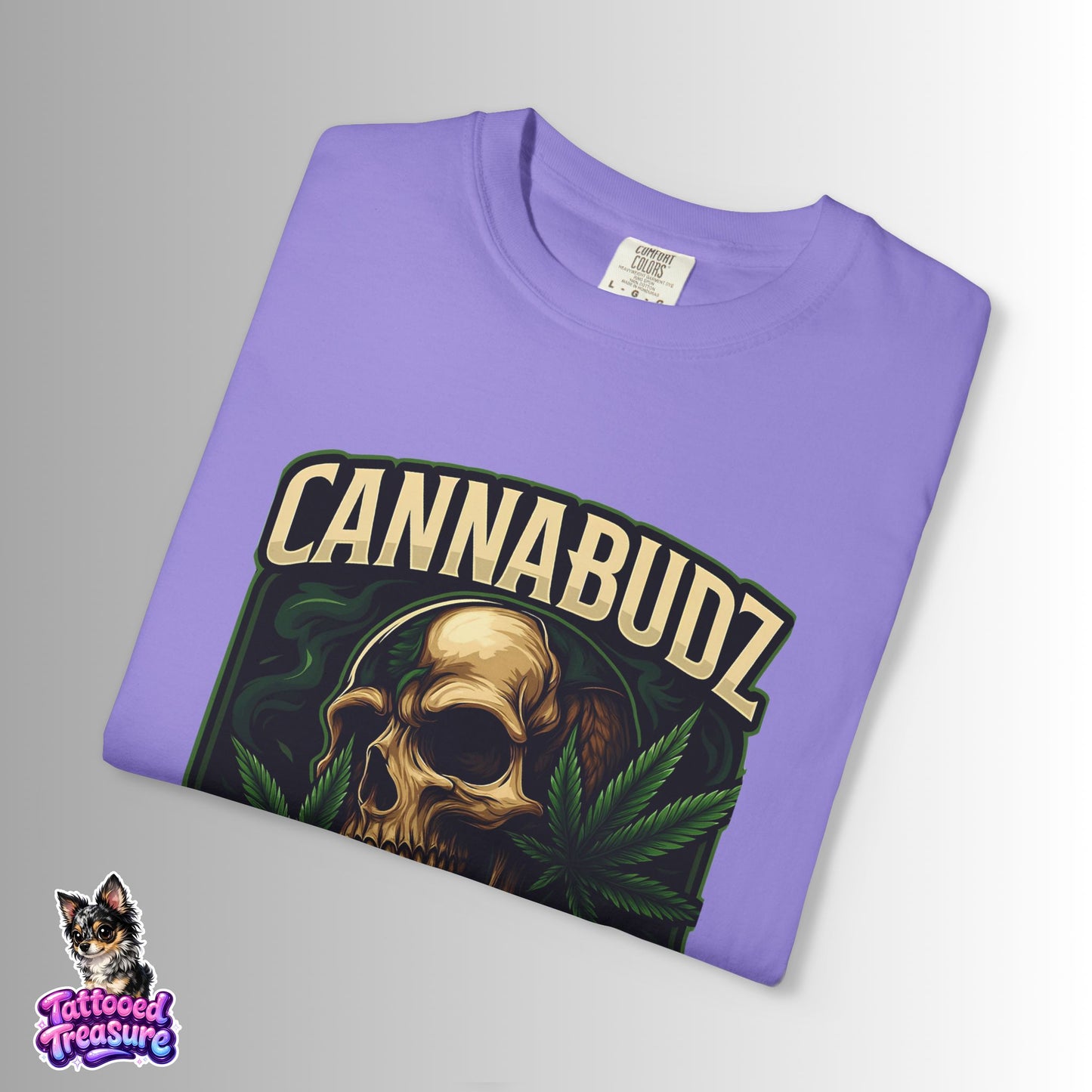 Cannabudz Gaming Nation T-Shirt Front — Skull & Cannabis Gamer Tee