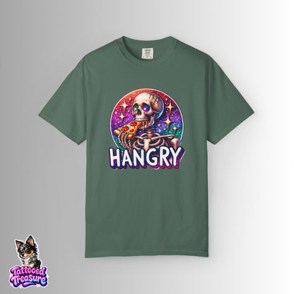 Hangry Skeleton Pizza T-Shirt — Cute Spooky Graphic Tee