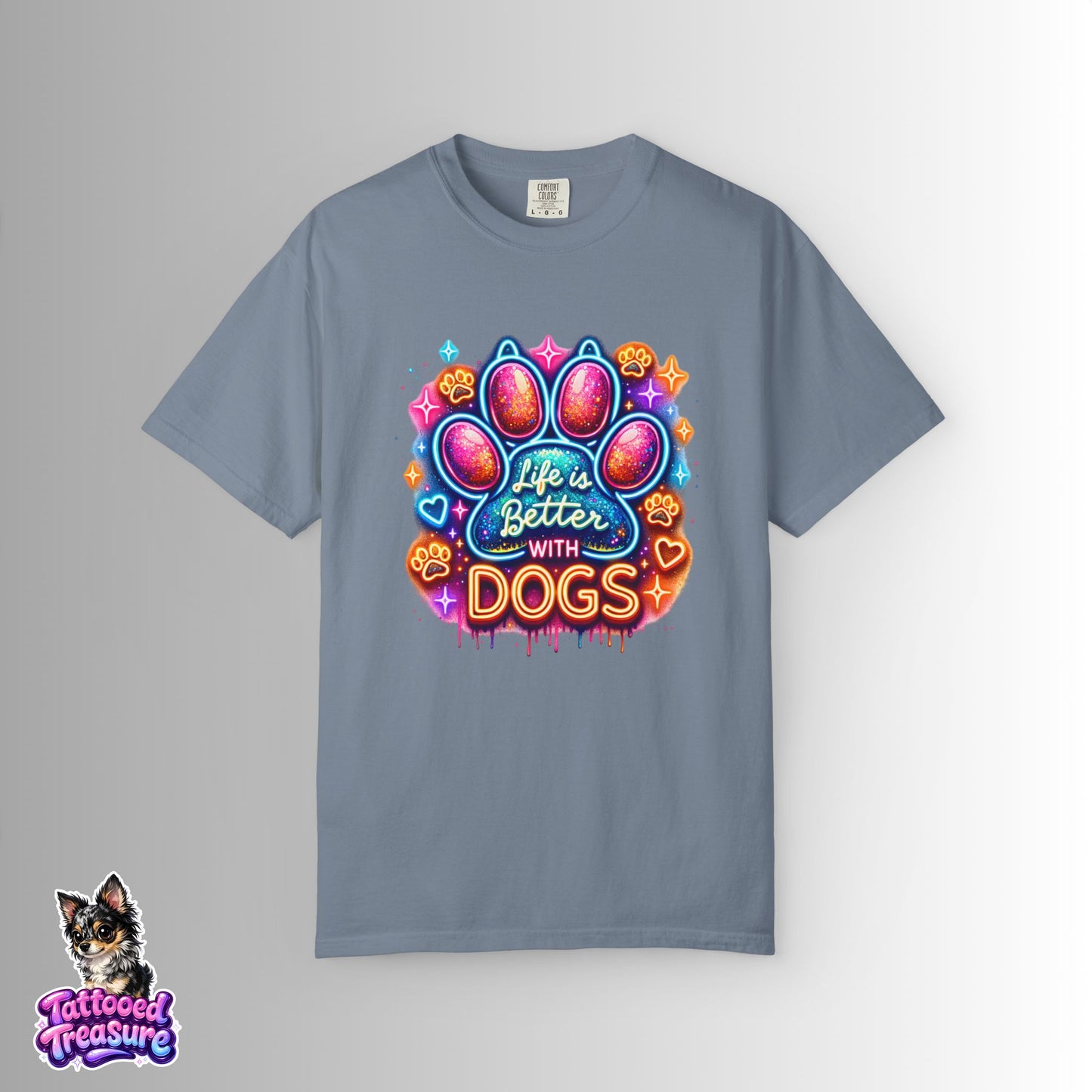 Life Is Better With Dogs T-Shirt — Colorful Paw Graphic Tee for Dog Lovers