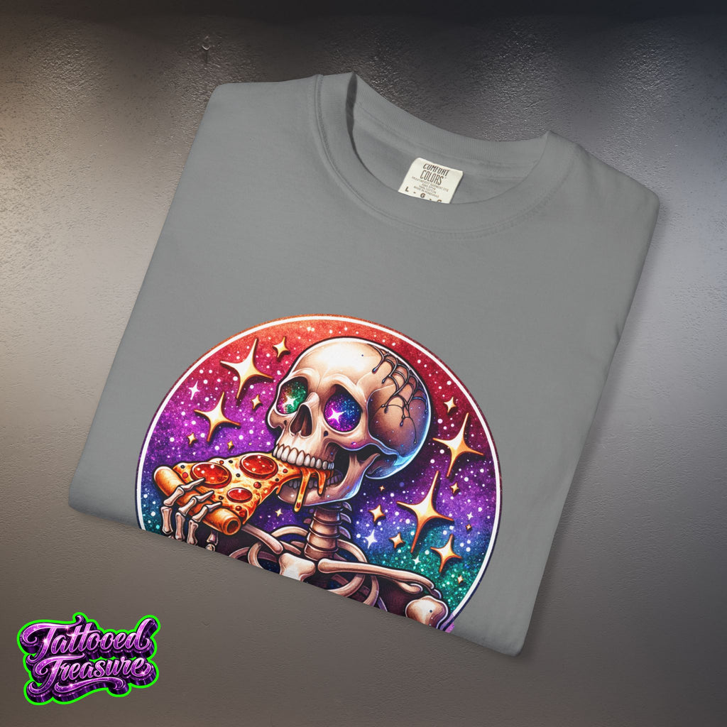 Hangry Skeleton Pizza T-Shirt — Cute Spooky Graphic Tee