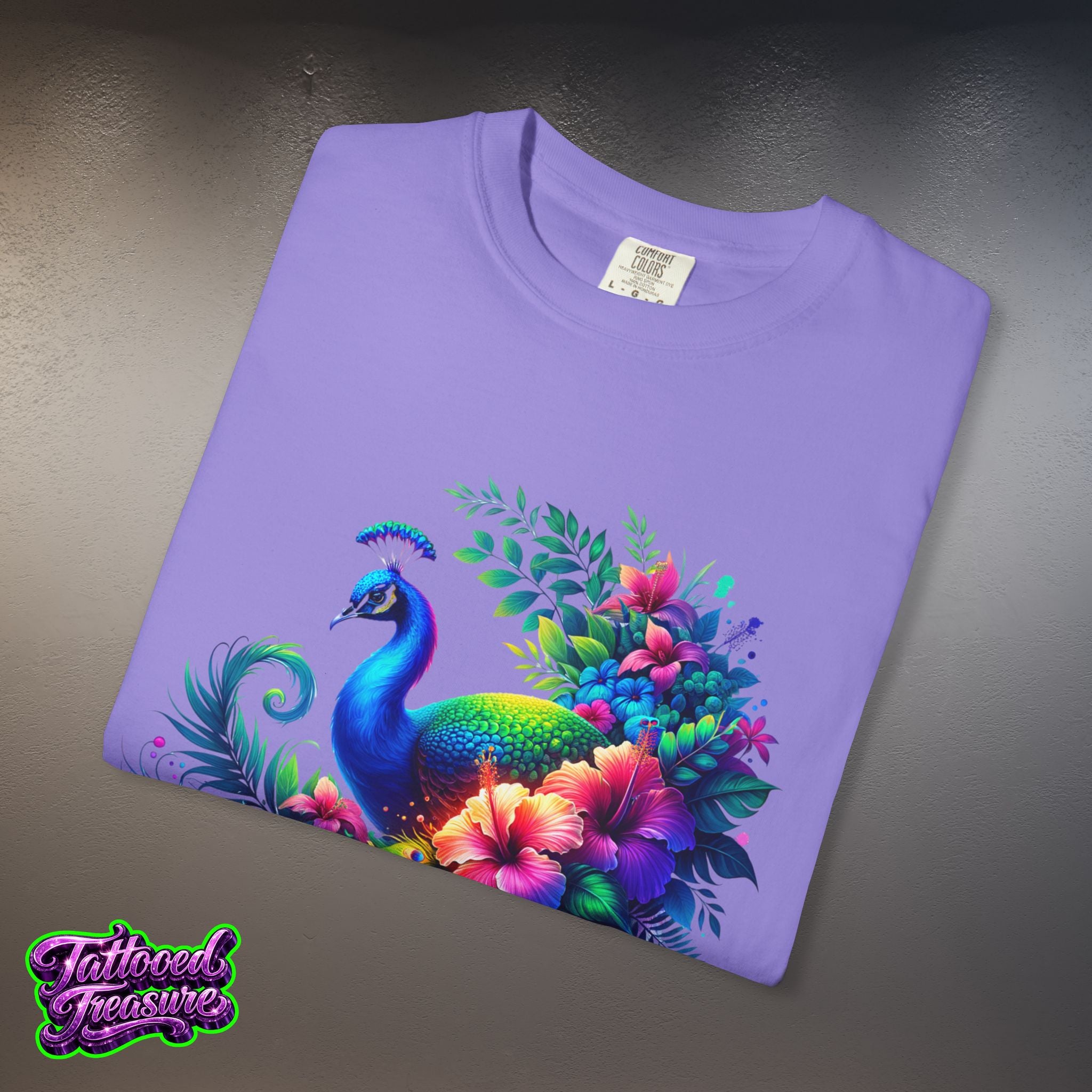 Peacock Floral T-Shirt — Vibrant Watercolor Peacock Tee