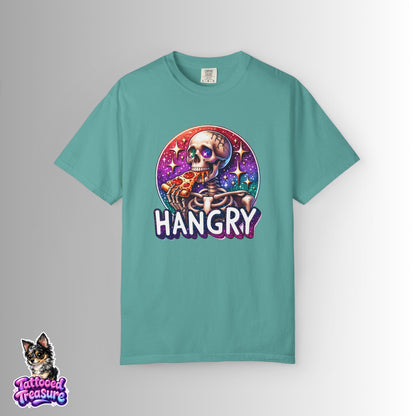 Hangry Skeleton Pizza T-Shirt — Cute Spooky Graphic Tee