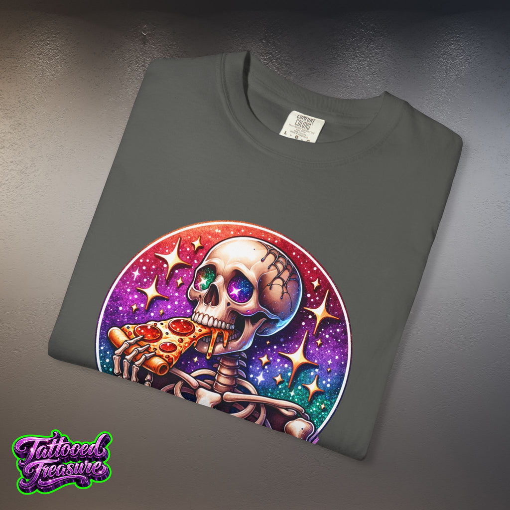 Hangry Skeleton Pizza T-Shirt — Cute Spooky Graphic Tee