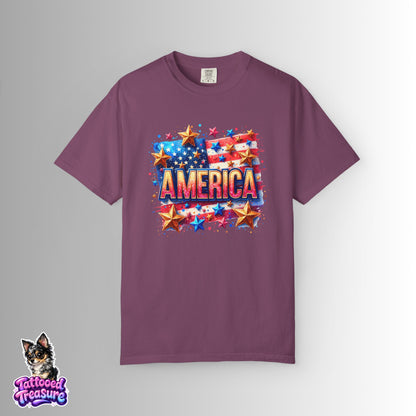 America Flag Stars T-Shirt — Patriotic 4th of July Graphic Tee