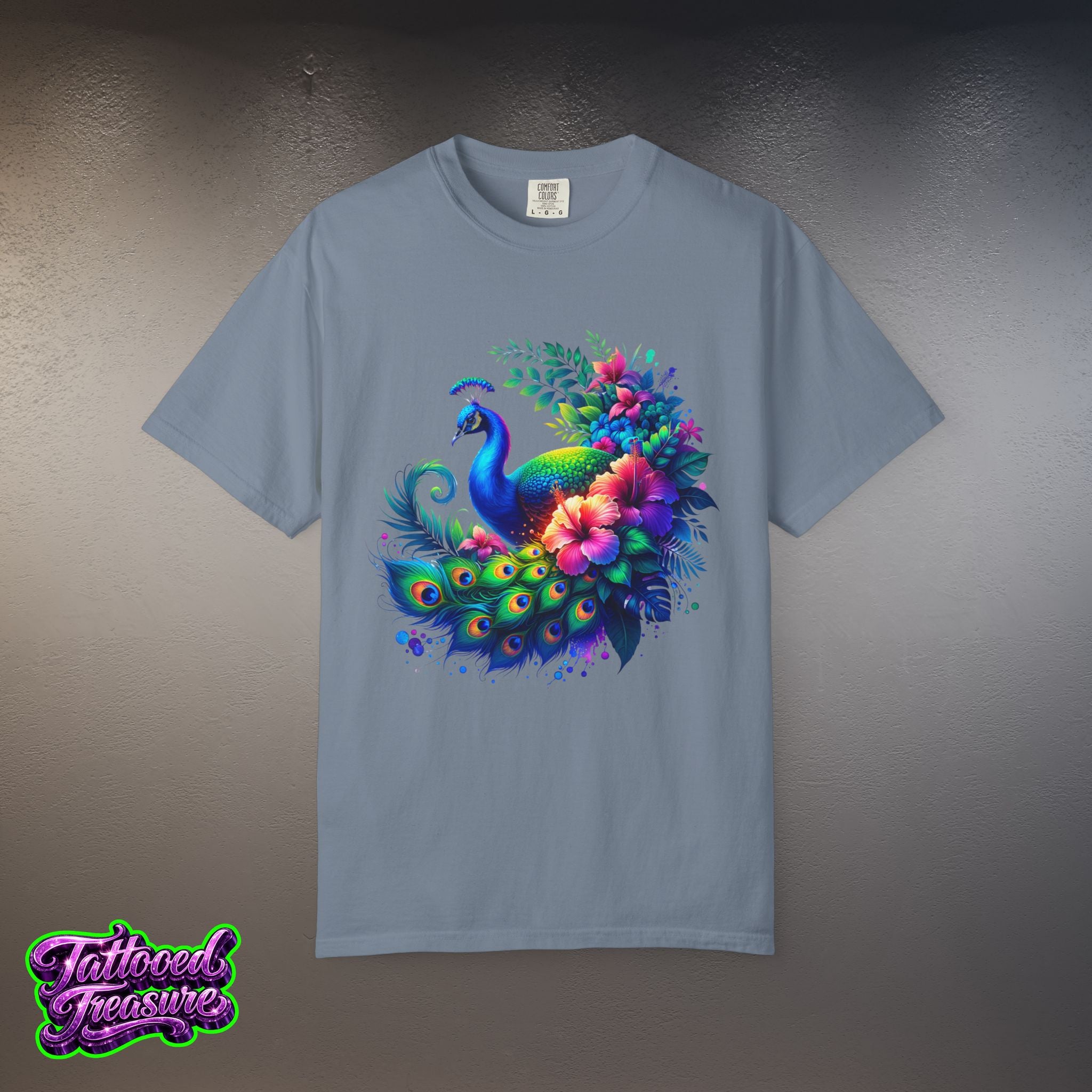 Peacock Floral T-Shirt — Vibrant Watercolor Peacock Tee