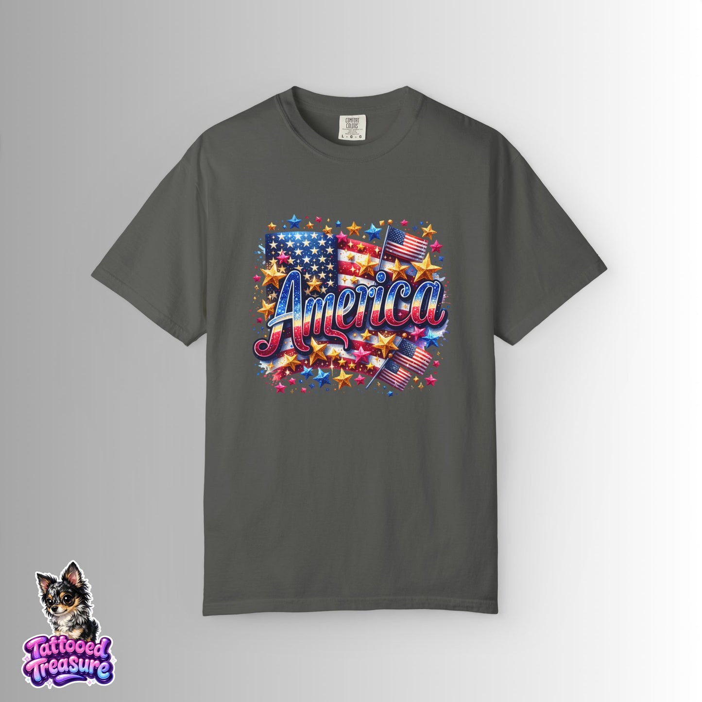 America Graphic T-Shirt — Patriotic USA Flag Design for 4th of July