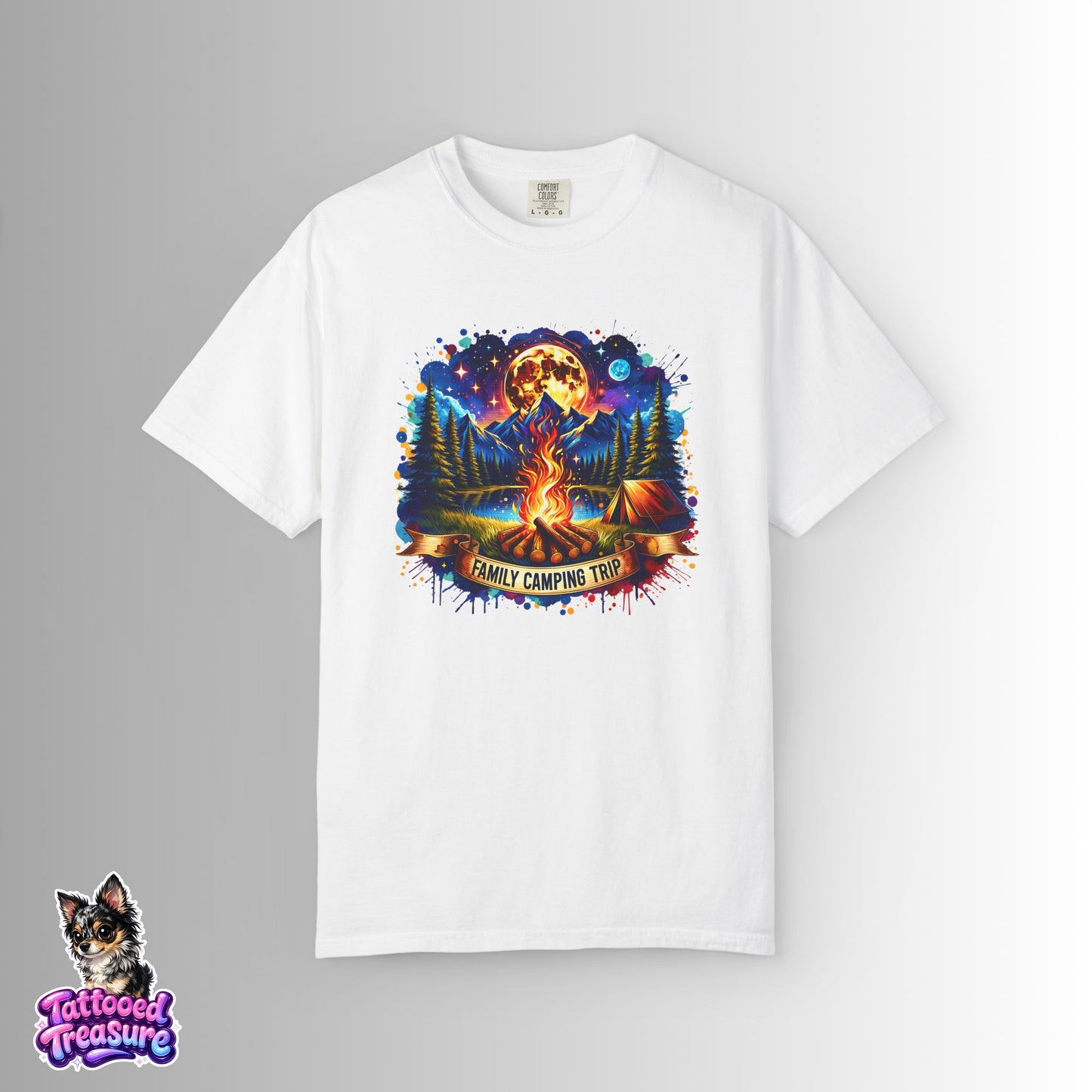 Camping Vibes T-Shirt — "Family Camping Trip" Campfire & Moon Graphic Tee