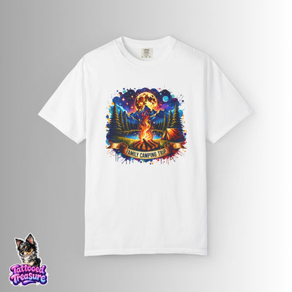 Camping Vibes T-Shirt — "Family Camping Trip" Campfire & Moon Graphic Tee