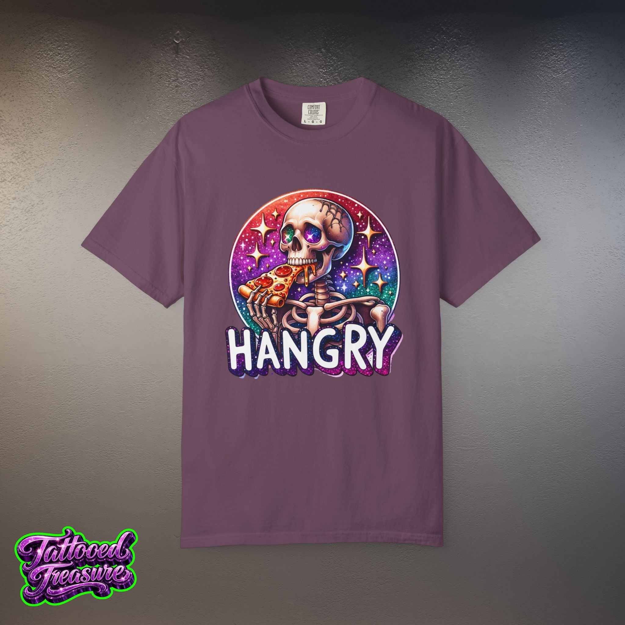 Hangry Skeleton Pizza T-Shirt — Cute Spooky Graphic Tee