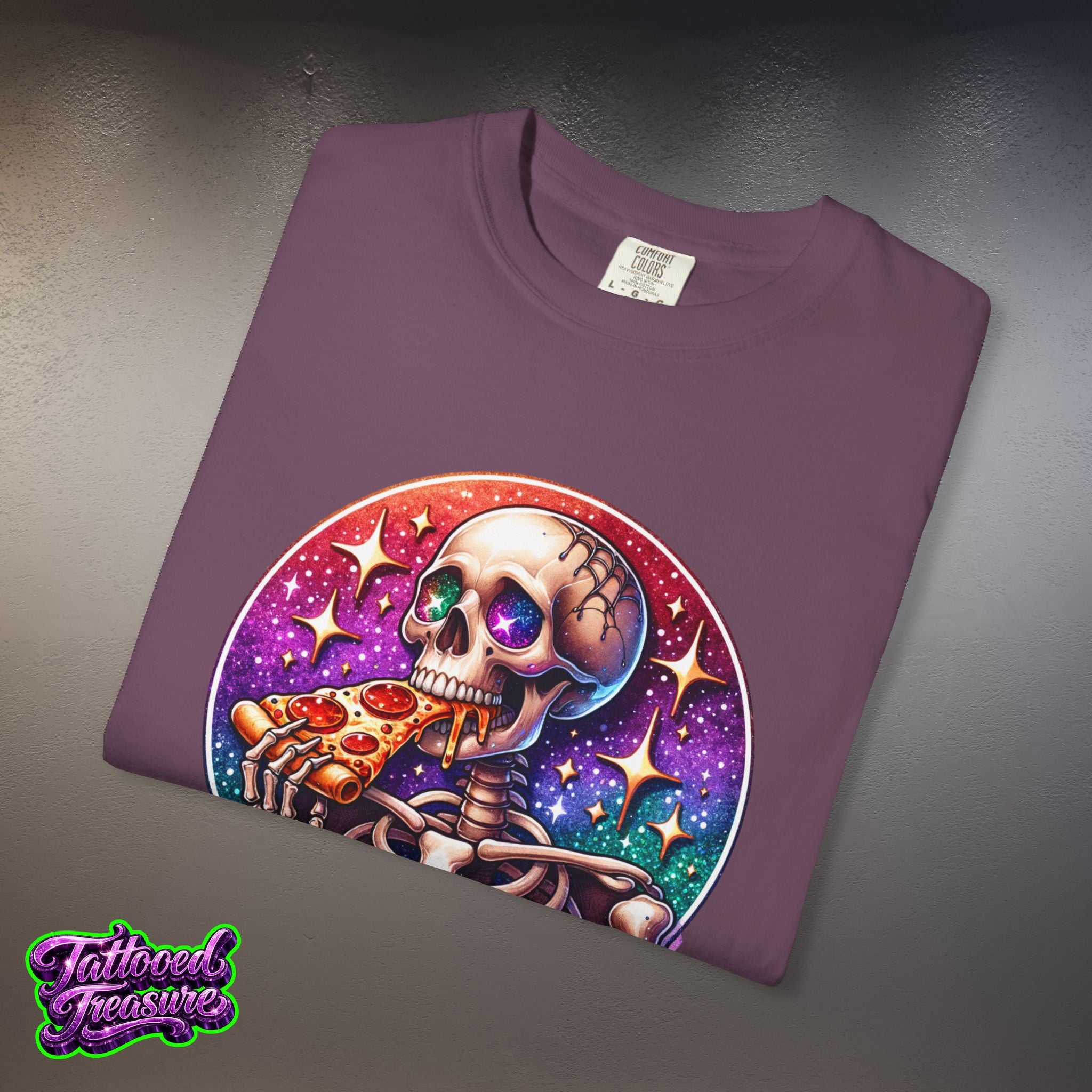 Hangry Skeleton Pizza T-Shirt — Cute Spooky Graphic Tee