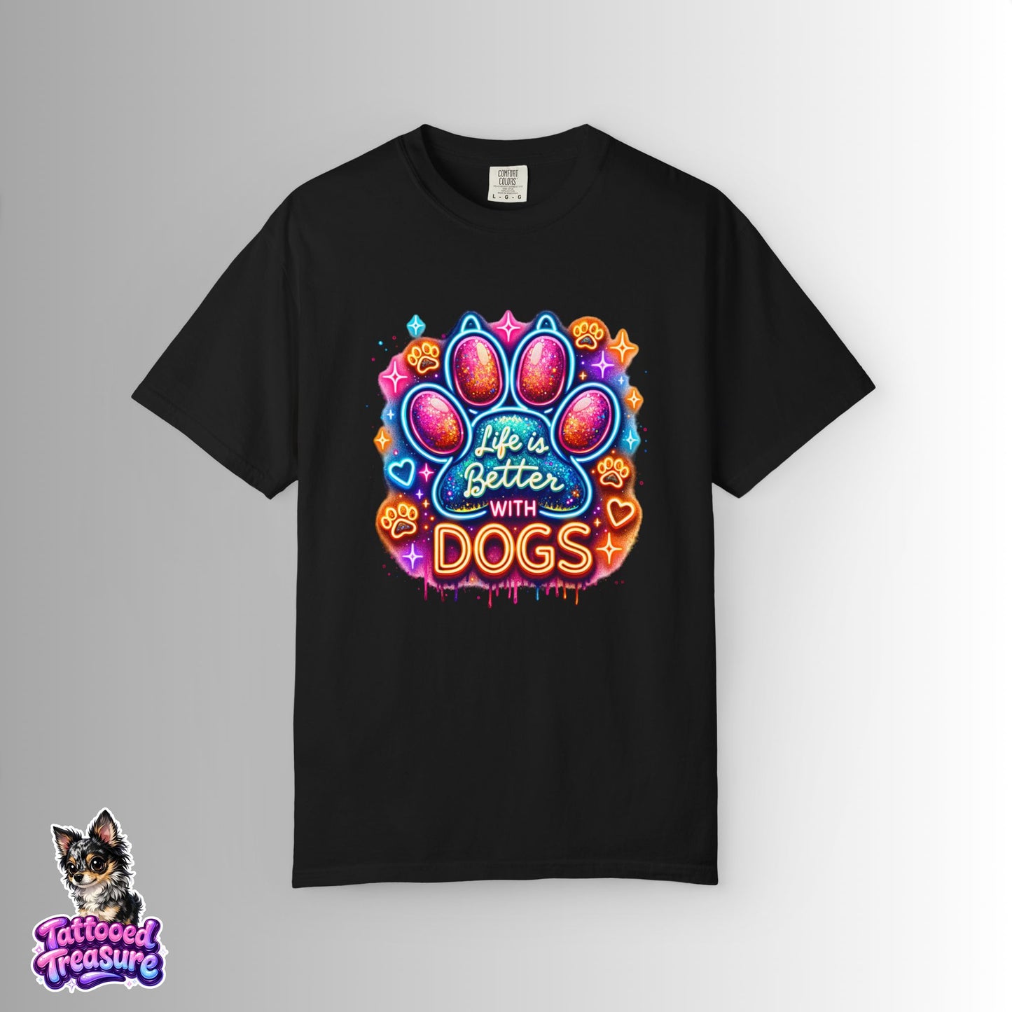 Life Is Better With Dogs T-Shirt — Colorful Paw Graphic Tee for Dog Lovers