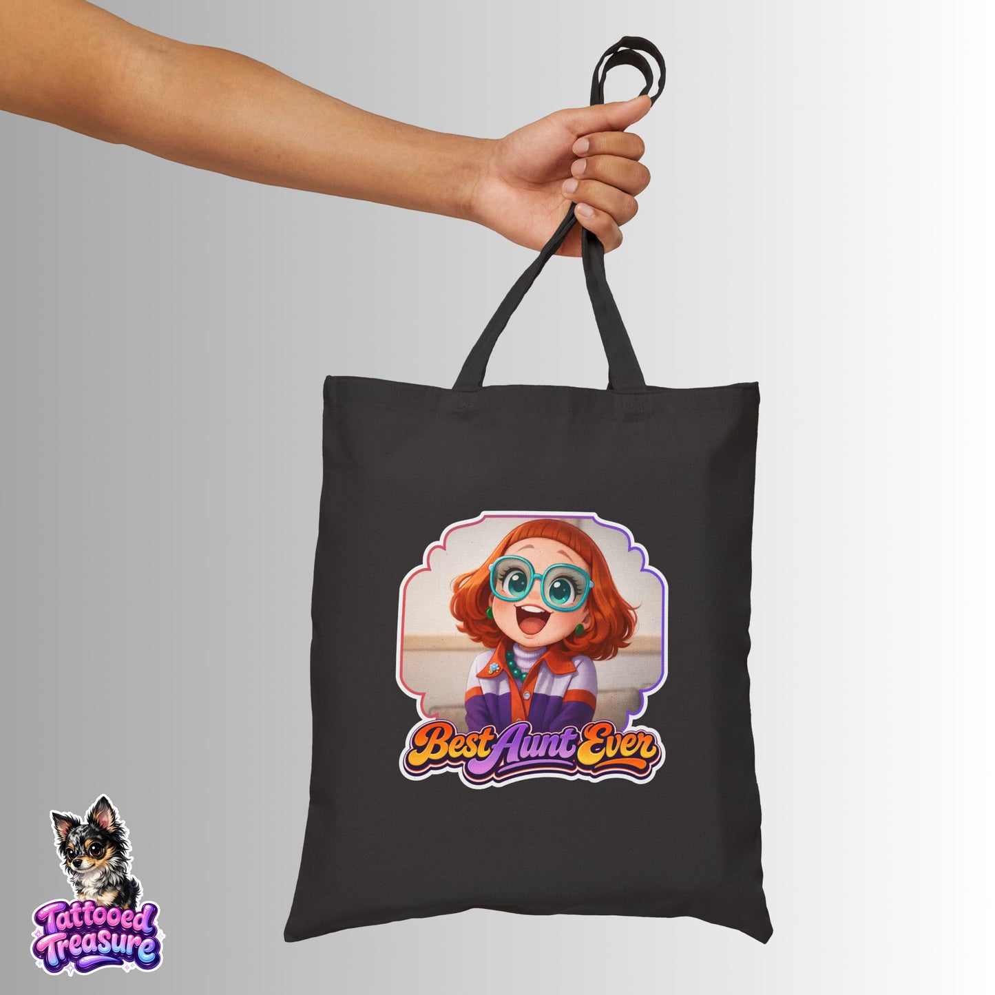 Best Aunt Ever Tote Bag — Weapons Cartoon Aunt Cotton Canvas Tote