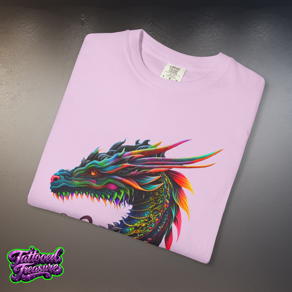 Dragon Tattoo T-Shirt — Colorful Neon Dragon Art Tee