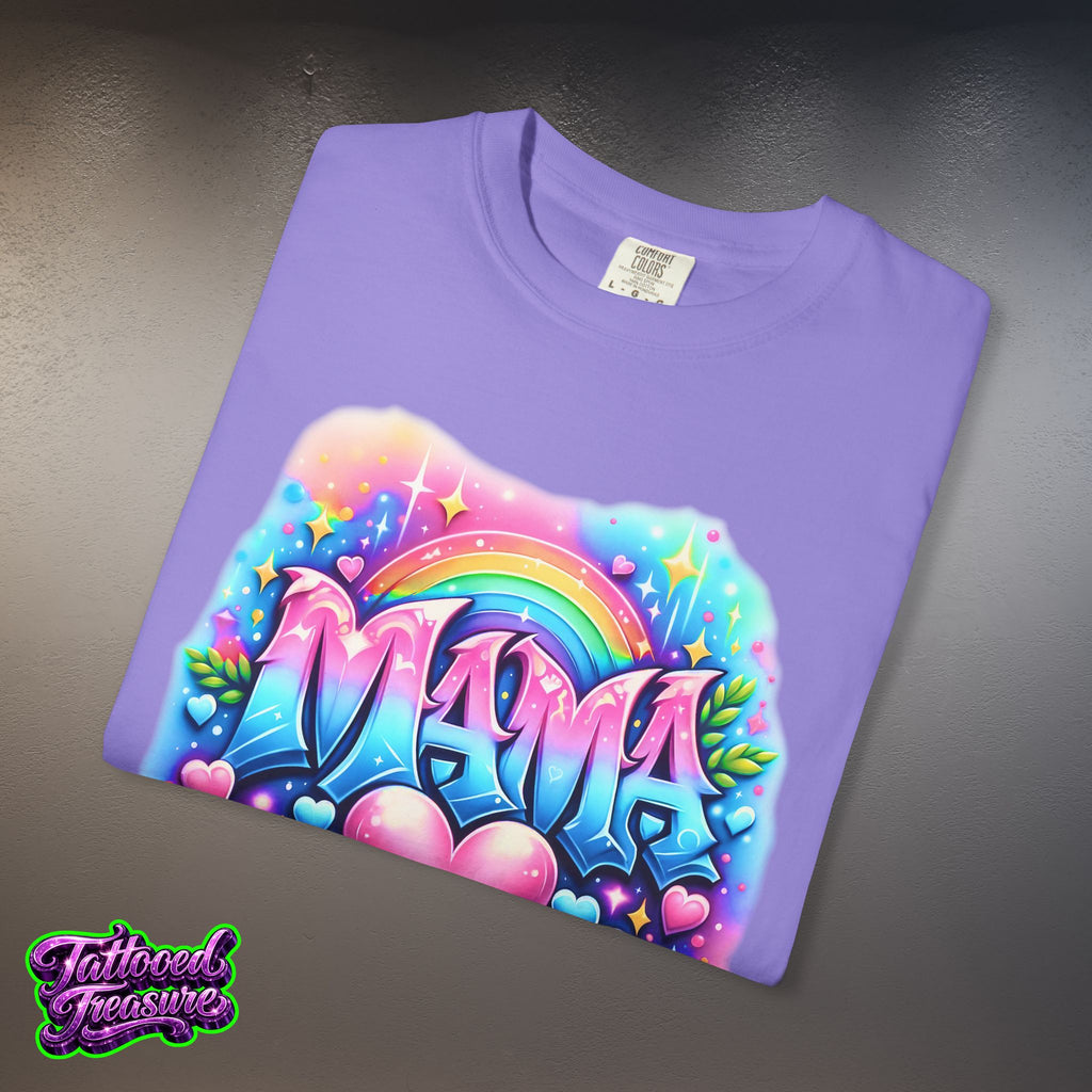 Mama Heart Rainbow T-Shirt — Colorful Neon Mom Tee