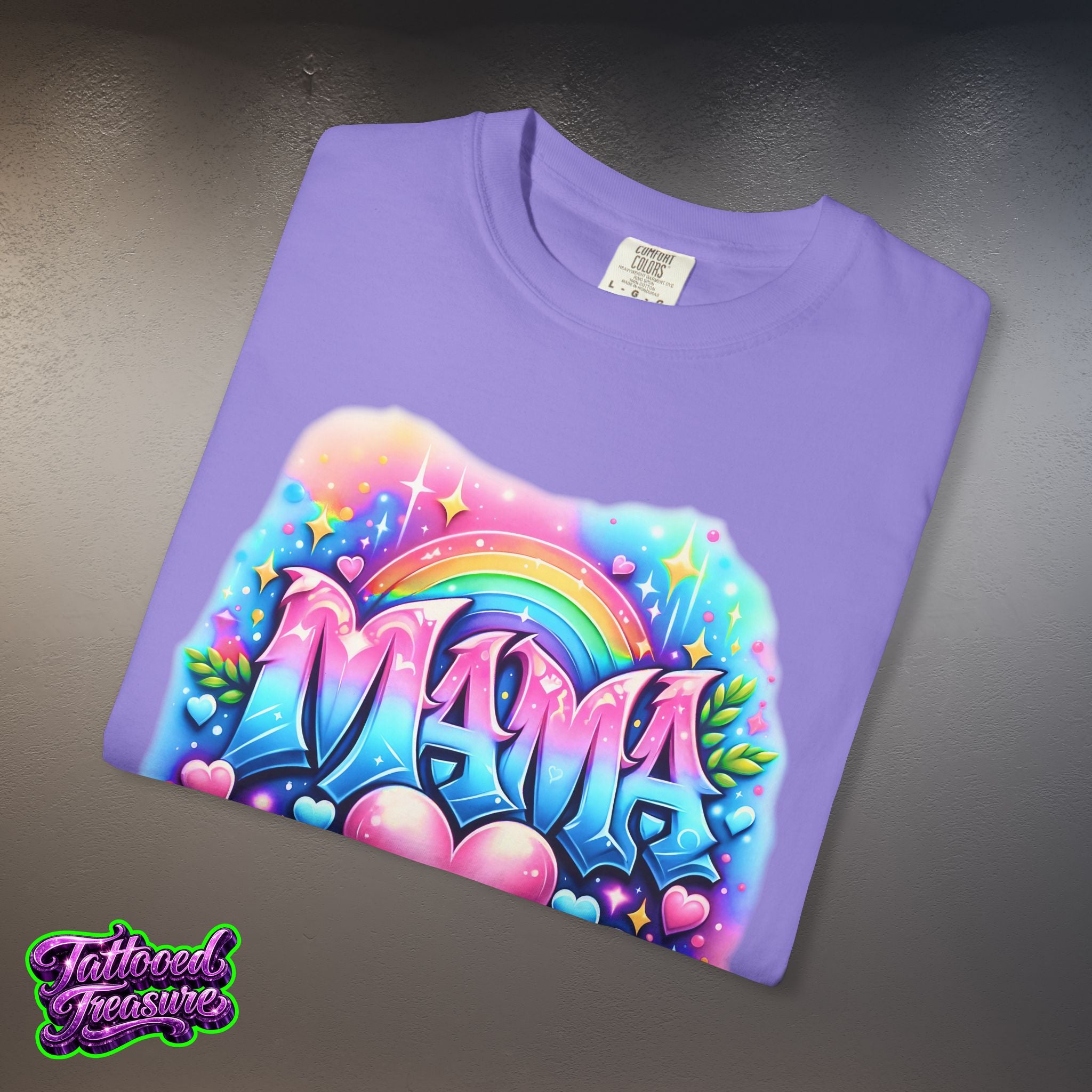 Mama Heart Rainbow T-Shirt — Colorful Neon Mom Tee