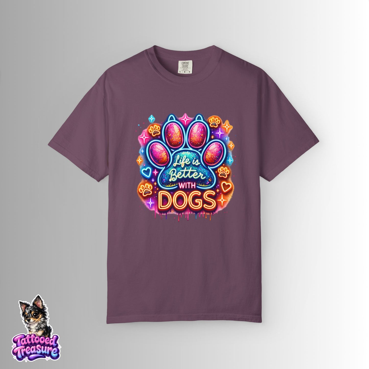 Life Is Better With Dogs T-Shirt — Colorful Paw Graphic Tee for Dog Lovers