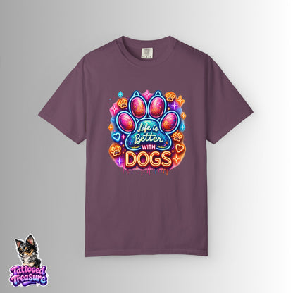 Life Is Better With Dogs T-Shirt — Colorful Paw Graphic Tee for Dog Lovers