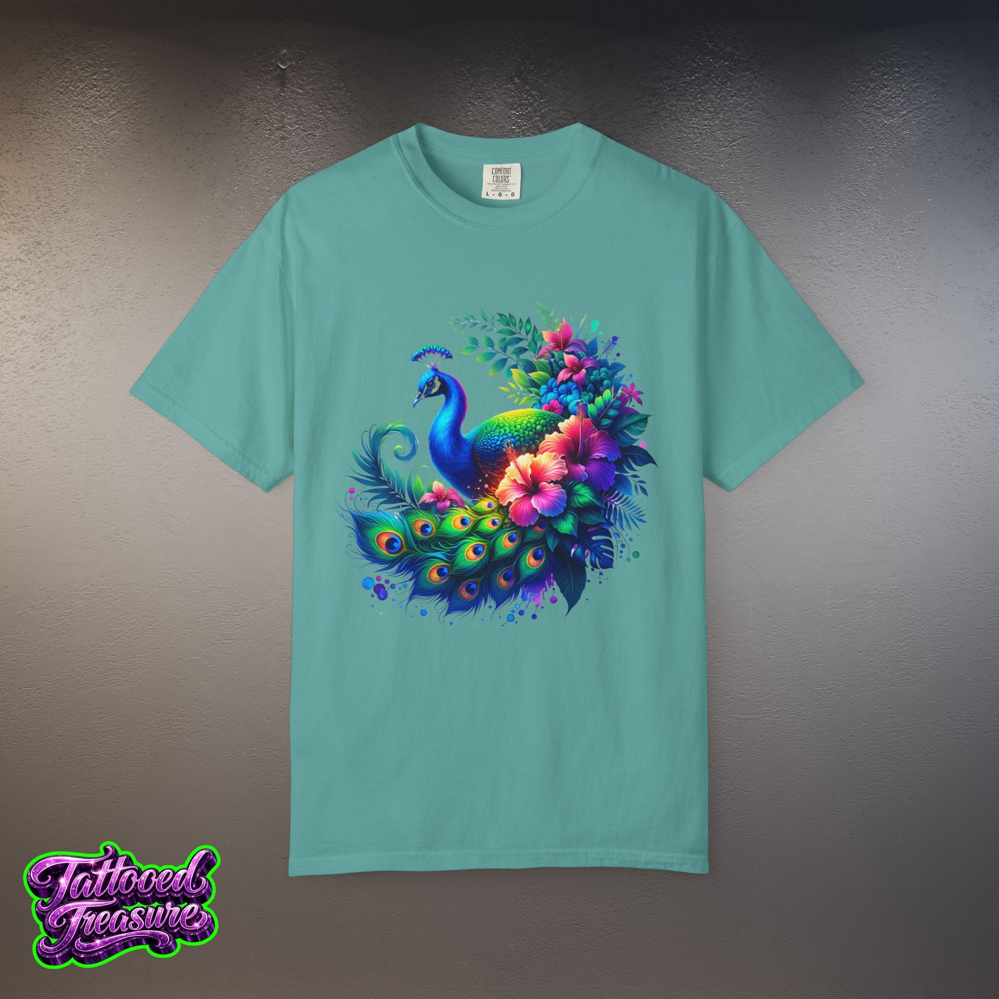 Peacock Floral T-Shirt — Vibrant Watercolor Peacock Tee