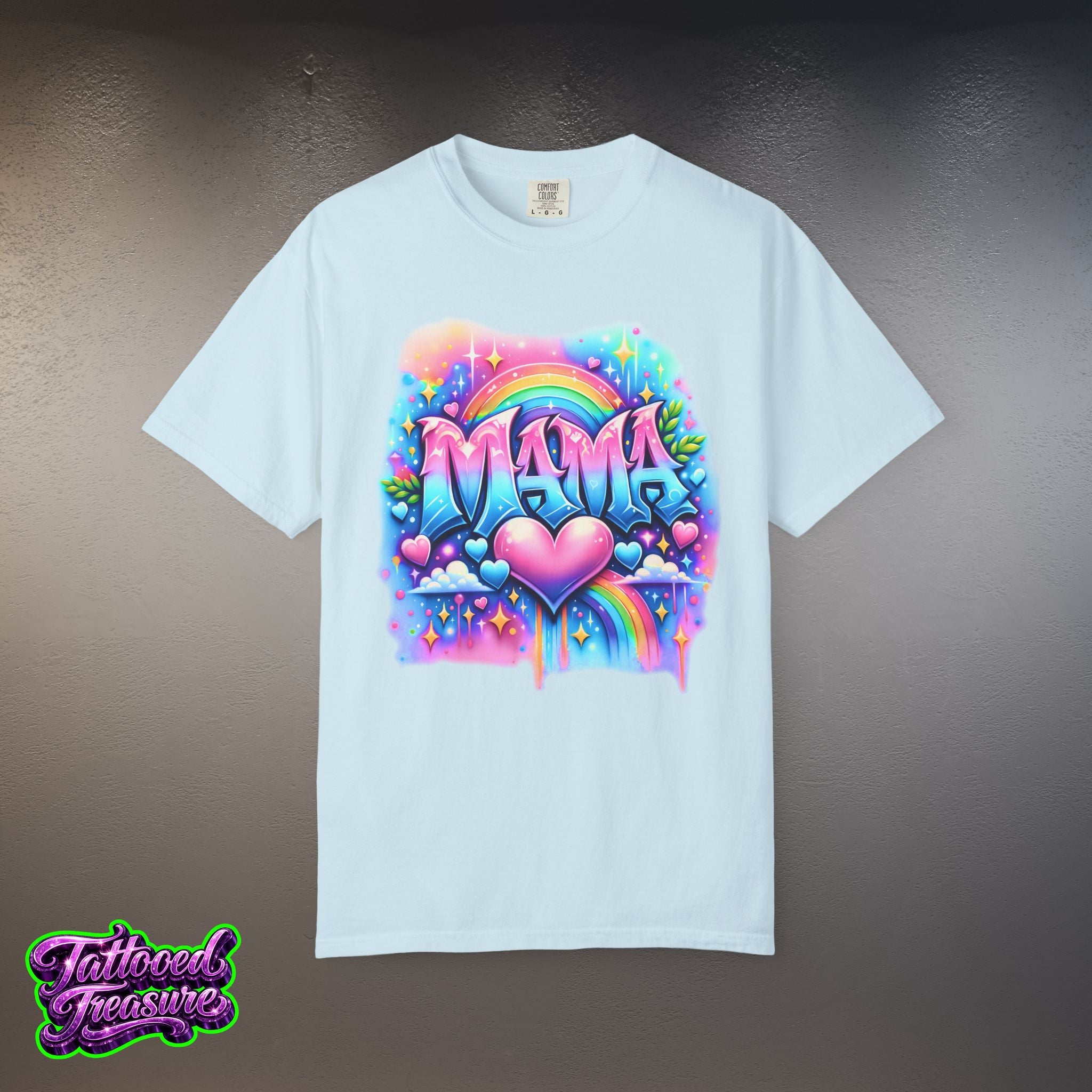 Mama Heart Rainbow T-Shirt — Colorful Neon Mom Tee
