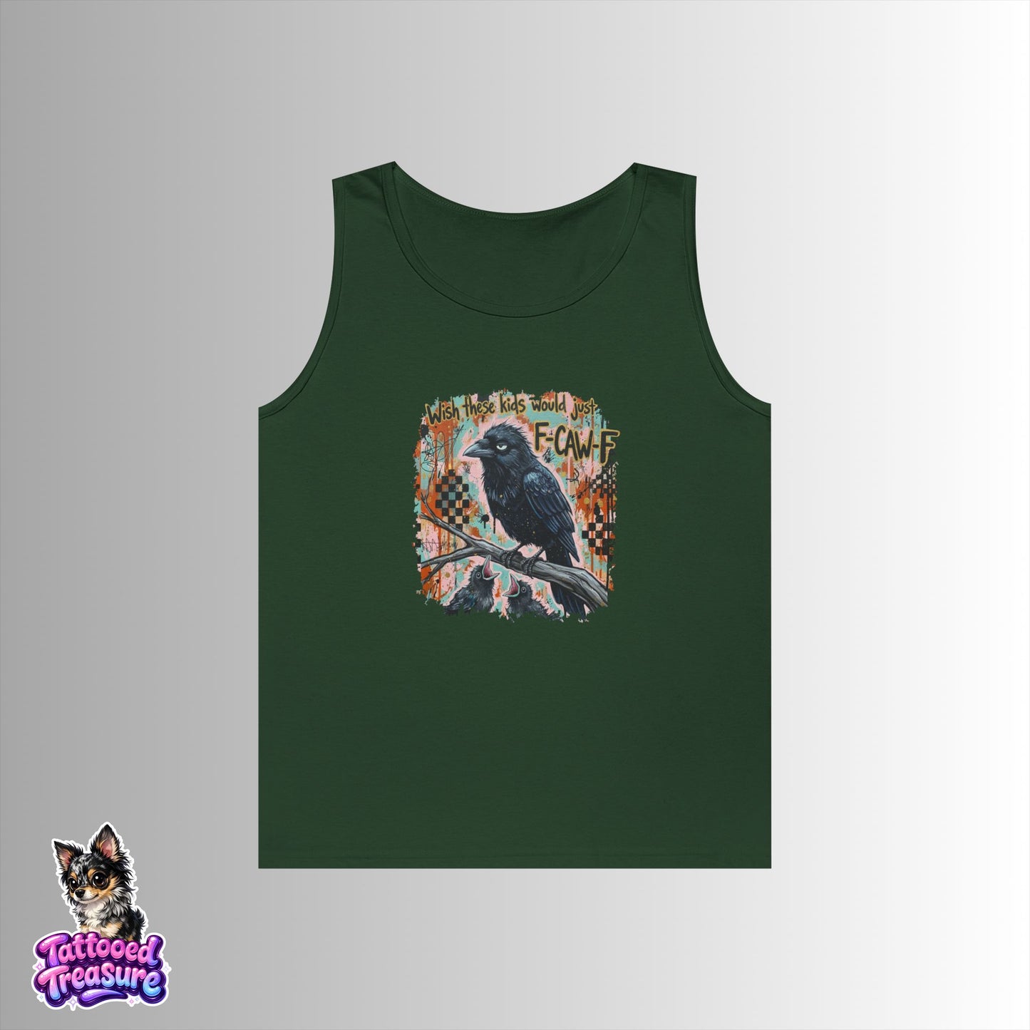 Raven Graphic FCAWF Tank Top – Vintage Crow Art "Face" Design