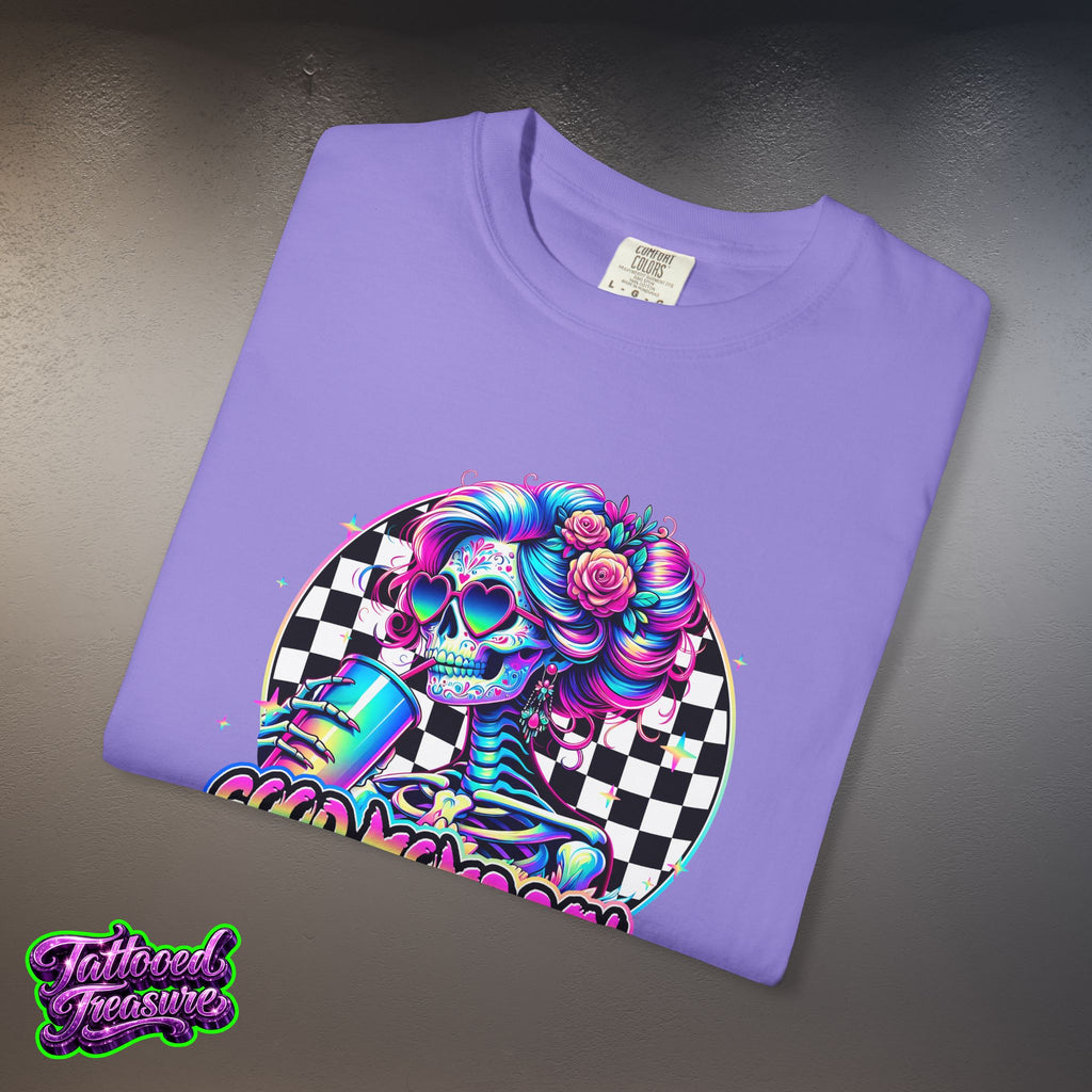 Bad Words Skull Tee — “Good Moms Say Bad Words” Retro Checkerboard T-Shirt