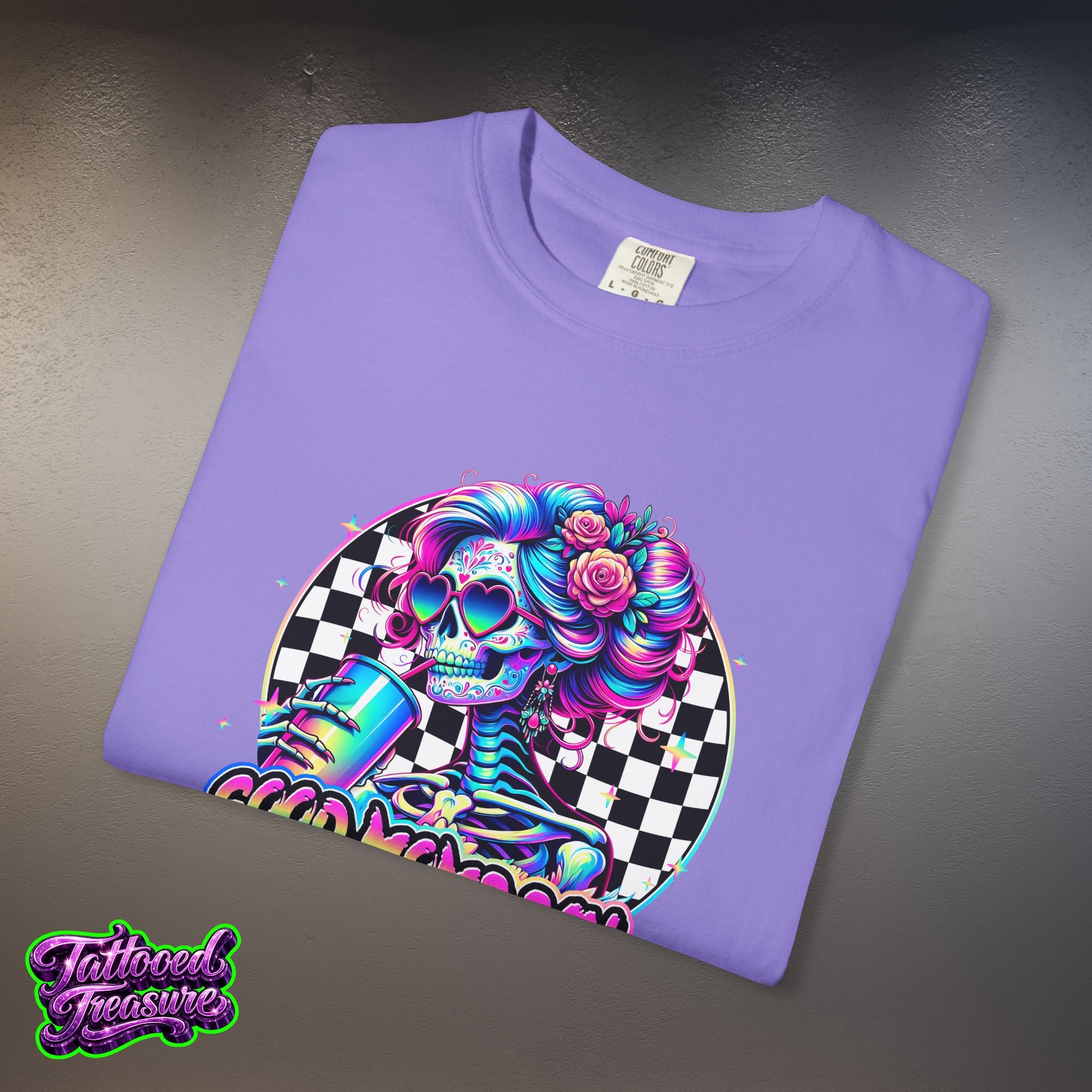 Bad Words Skull Tee — “Good Moms Say Bad Words” Retro Checkerboard T-Shirt