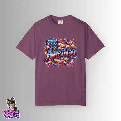 America Graphic T-Shirt — Patriotic USA Flag Design for 4th of July