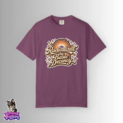 "Radicalized by Basic Decency" | Retro Rainbow Tee