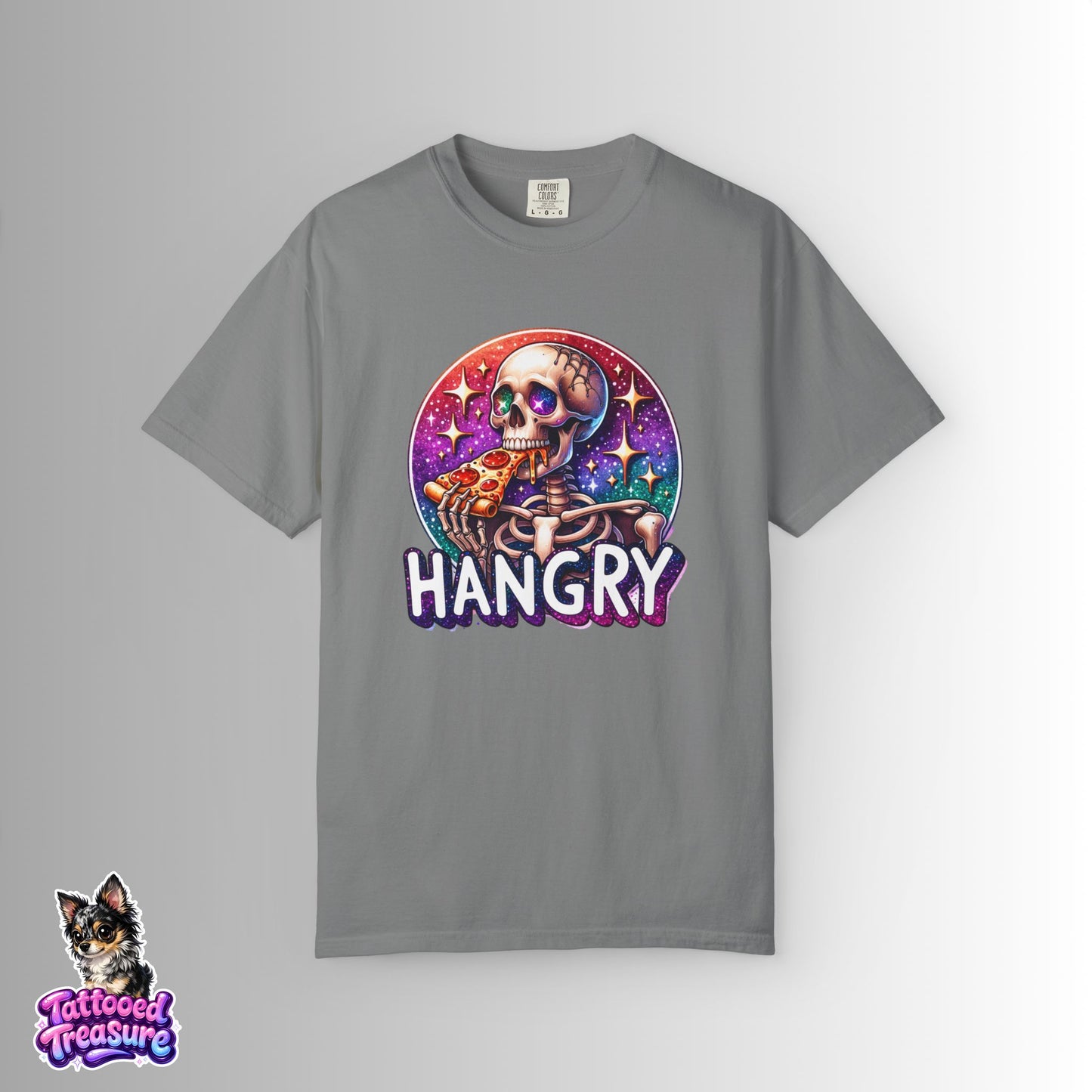 Hangry Skeleton Pizza T-Shirt — Cute Spooky Graphic Tee