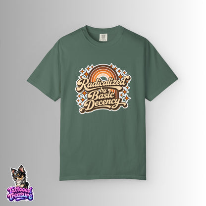 "Radicalized by Basic Decency" | Retro Rainbow Tee