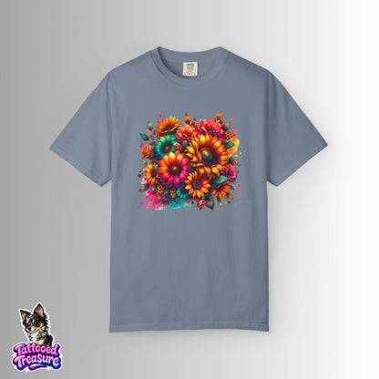 Sunflower Burst T-Shirt — Vibrant Floral Bouquet Graphic