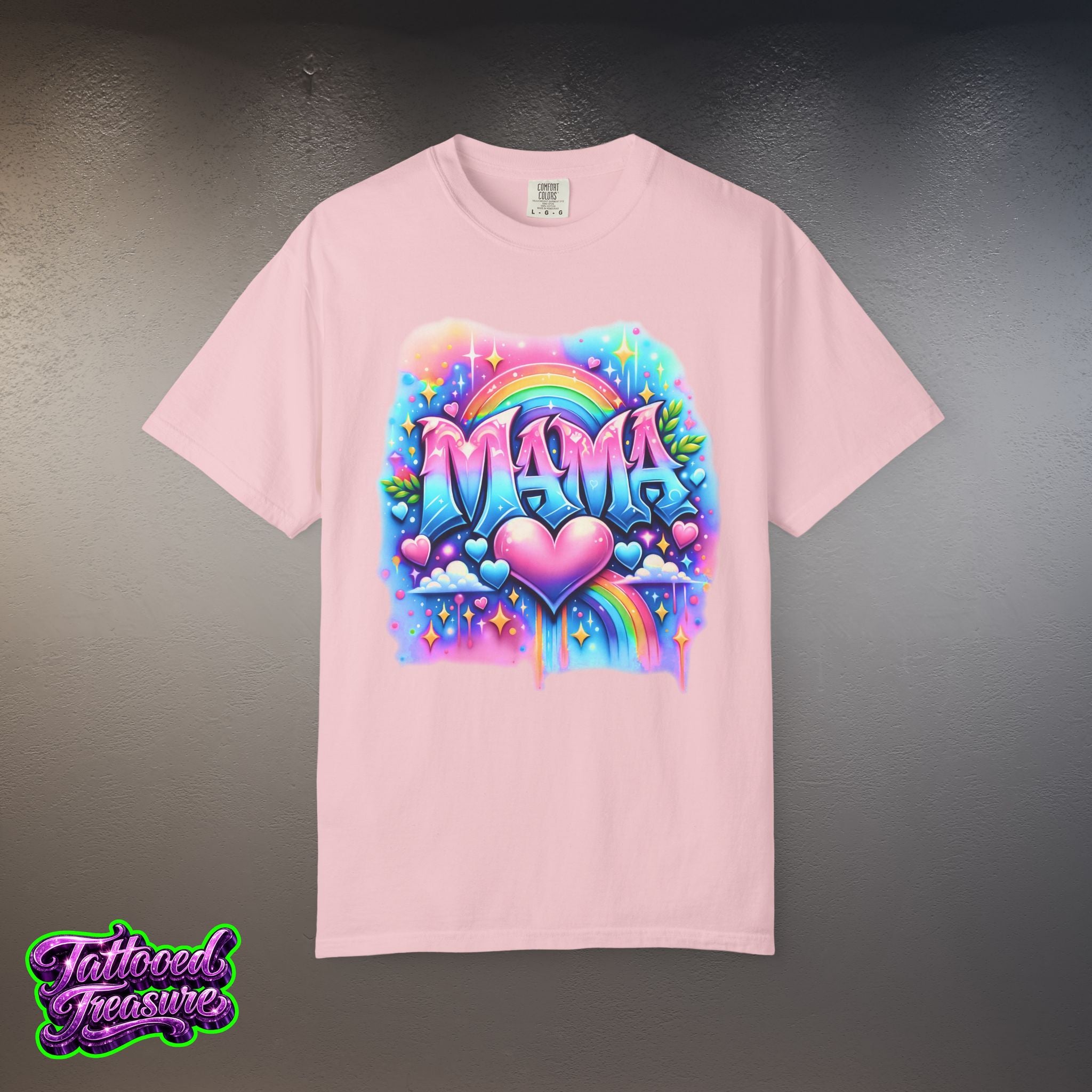 Mama Heart Rainbow T-Shirt — Colorful Neon Mom Tee