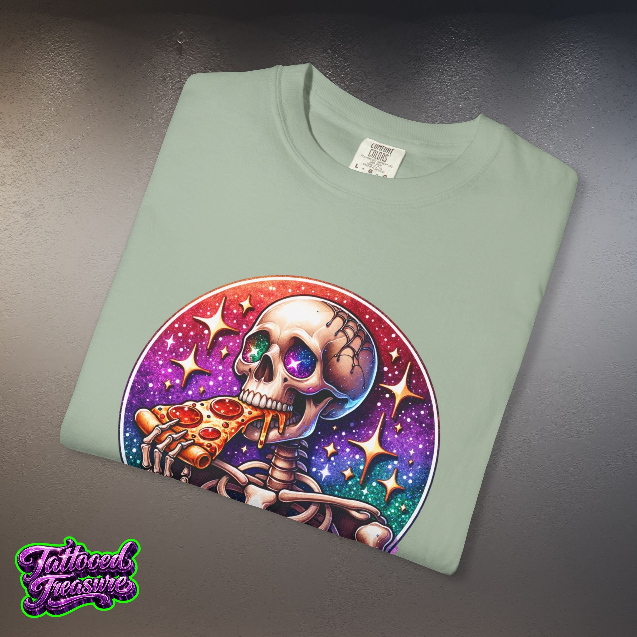 Hangry Skeleton Pizza T-Shirt — Cute Spooky Graphic Tee