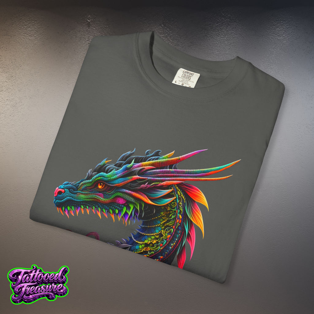 Dragon Tattoo T-Shirt — Colorful Neon Dragon Art Tee