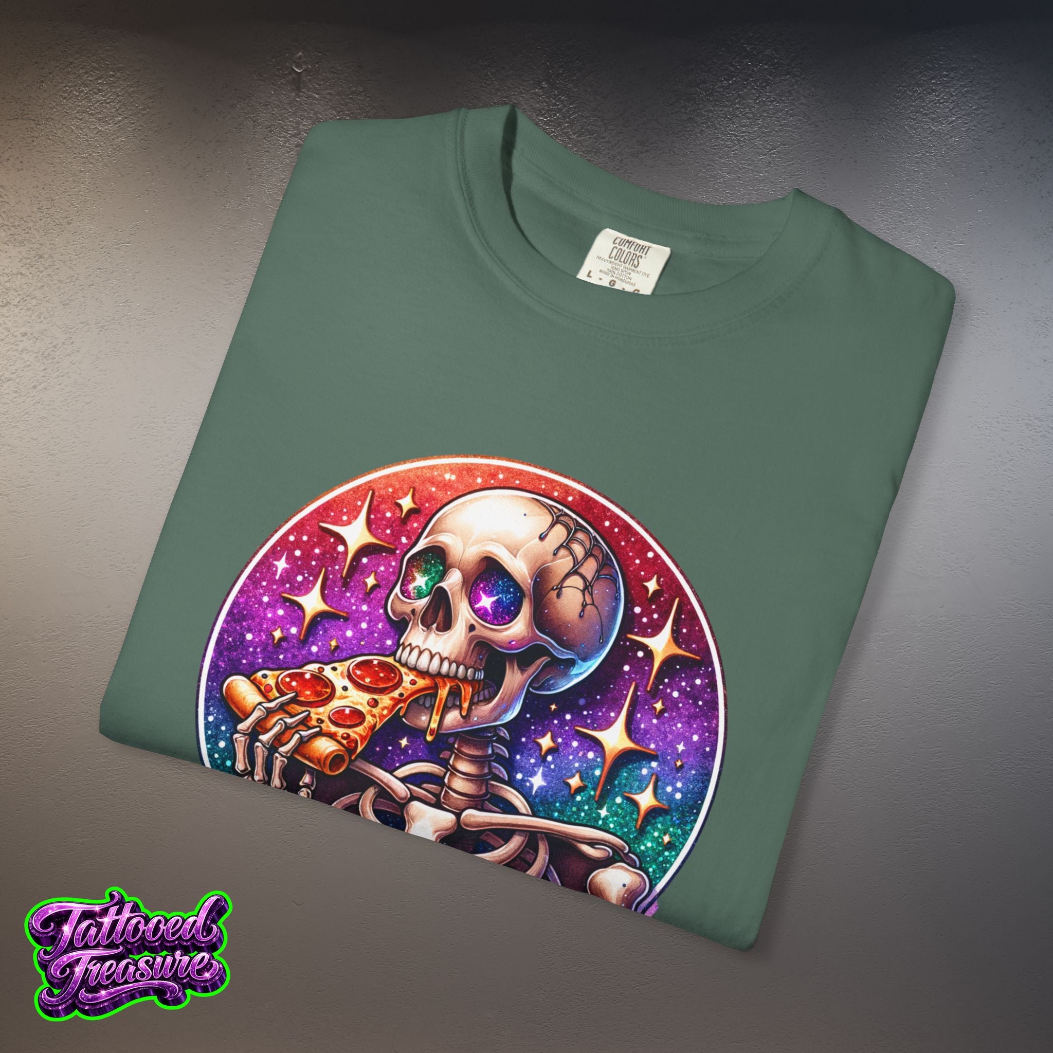 Hangry Skeleton Pizza T-Shirt — Cute Spooky Graphic Tee