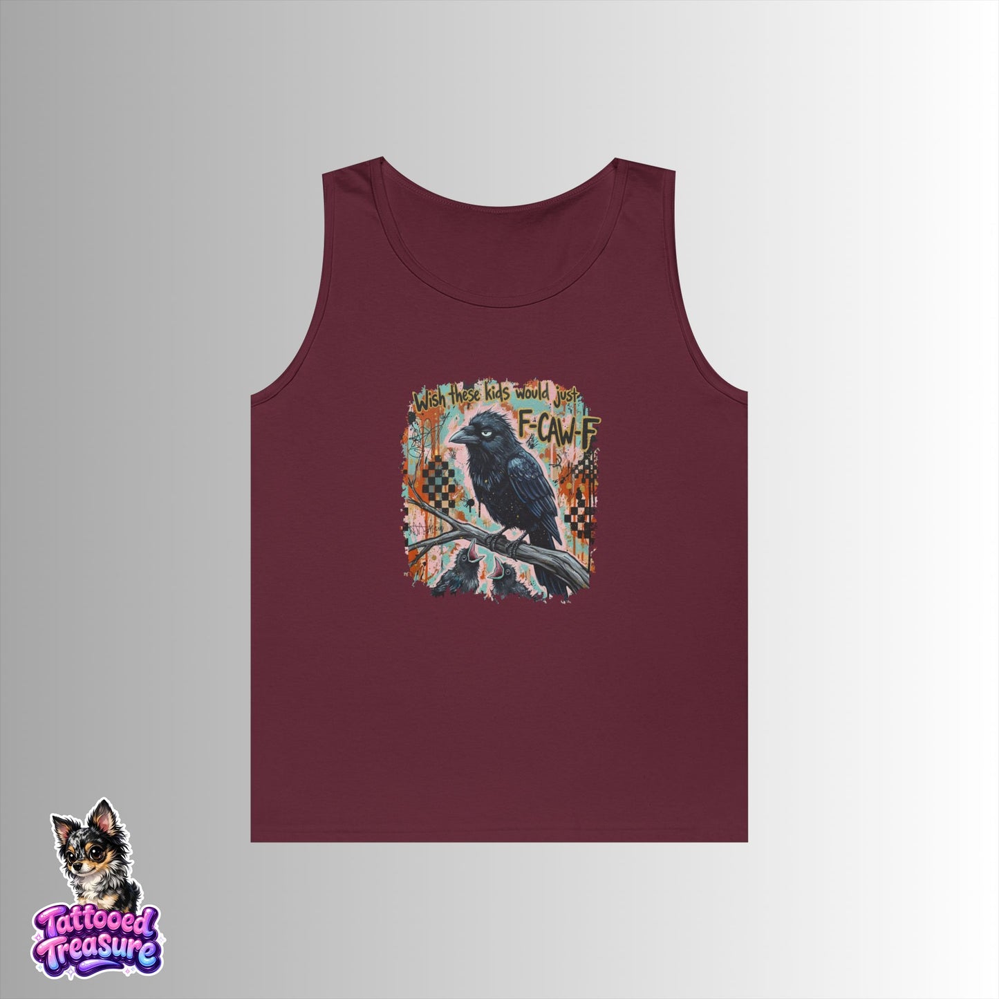 Raven Graphic FCAWF Tank Top – Vintage Crow Art "Face" Design